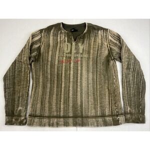 VTG Diesel OLY Sectione Urbaine Henley Sweatshirt Military Style Green Stripe XL